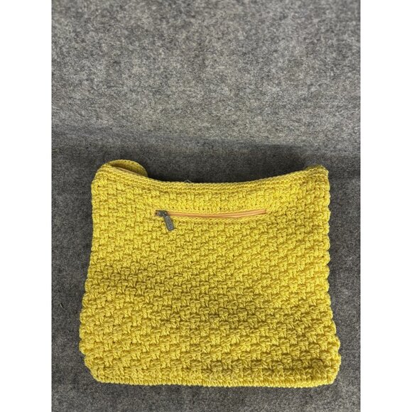 The Sak Crossbody Bag Womens Medium Yellow Cotton Knit Solid Zip Shoulder Purse - Picture 1 of 7